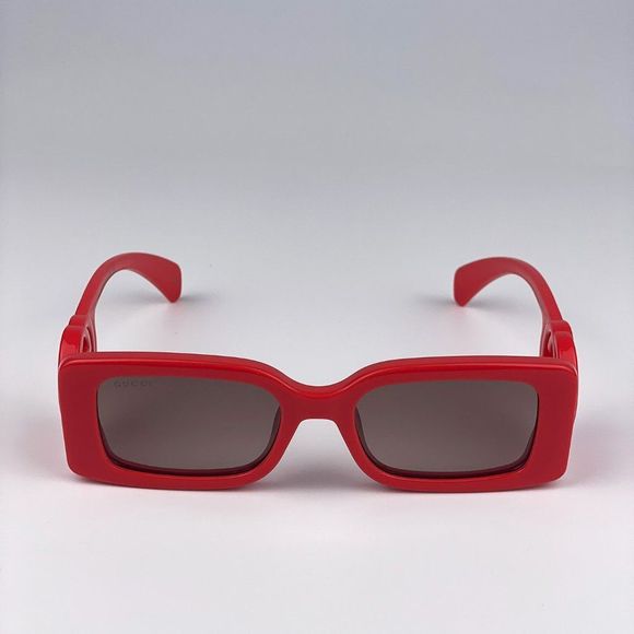 Gucci GG1325S 005 Sunglasses Red Brown Gradient Rectangle Women - Picture 10 of 16